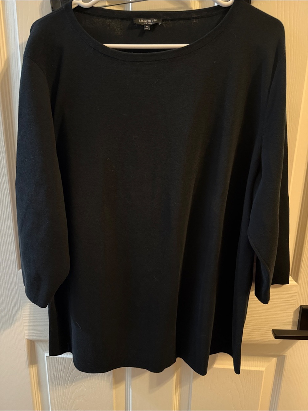 Lafayette 148 New York Black Boatneck 3/4 Sleeve Tunic